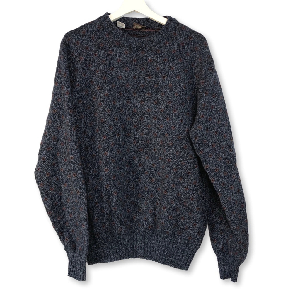 Hudson's Men's Wool Blend Crewneck Sweater Blue Red Large